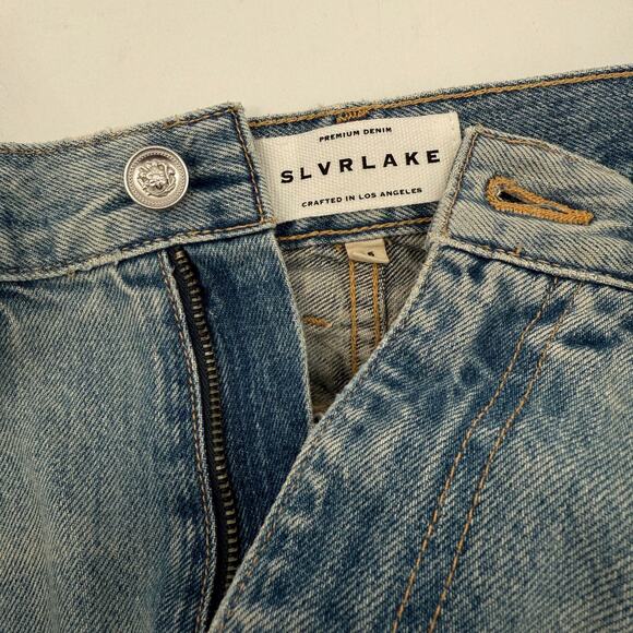 SLVRLAKE London Jeans Size 25 Salt Flats 100% Cotton High Rise Denim Straight - Picture 11 of 16